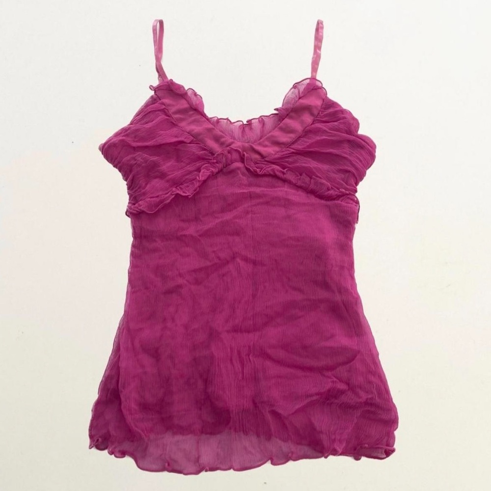 Vintage Morgan de Toi Magenta Pink Ruffle Fairy Flowy Cami Top